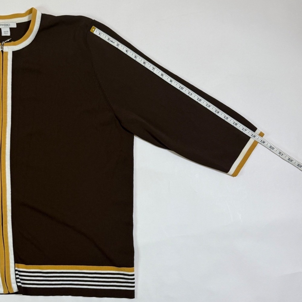 Dressbarn Woman Brown Yellow Striped Zip Front Cardigan Sweater‎ Plus Size 22/24 - Picture 8 of 12